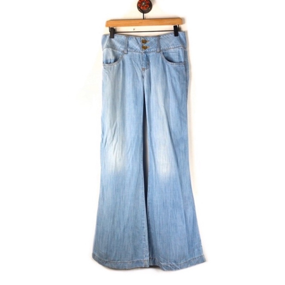 Anthropologie | Elevenses Chambray wide Leg Jeans